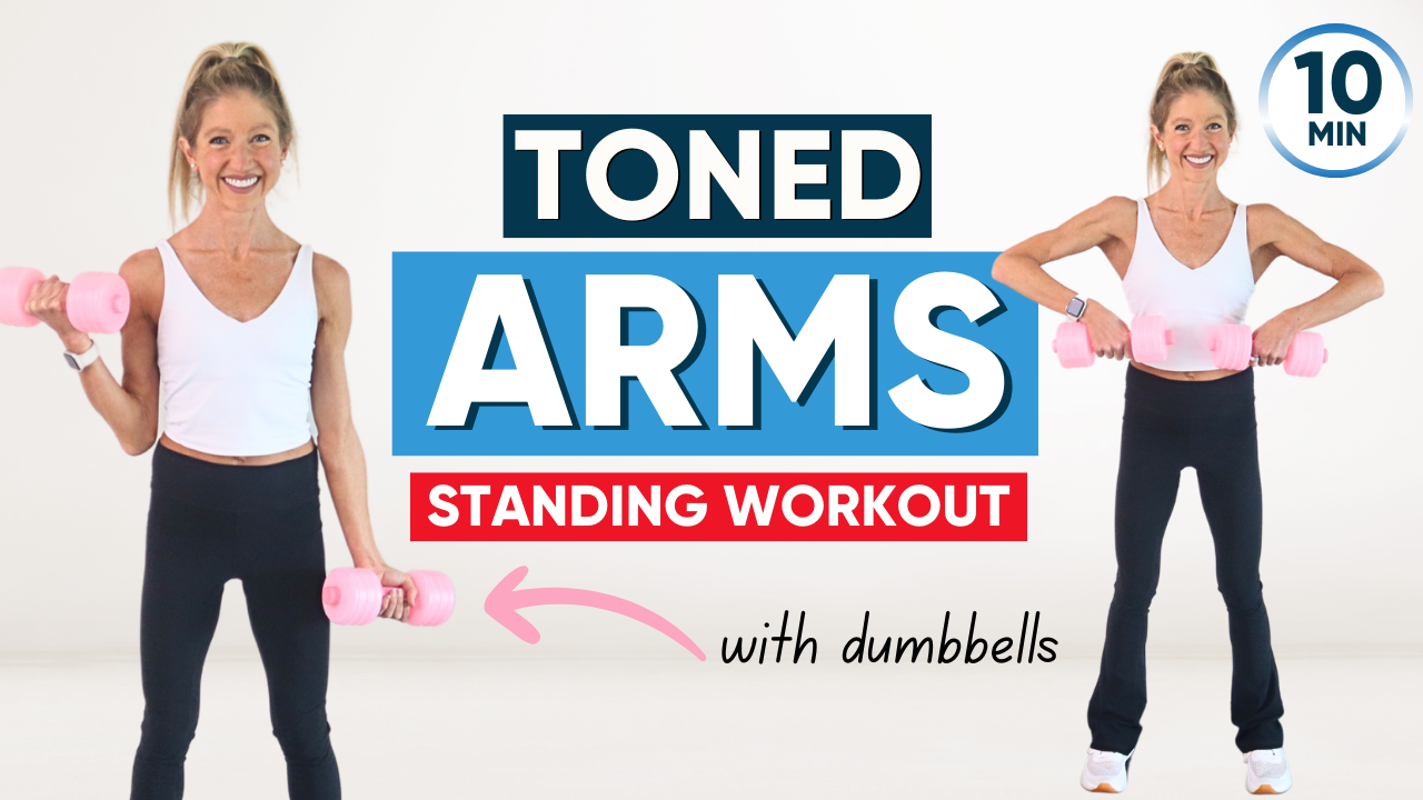10 min toned arms workout with dumbbells standing
